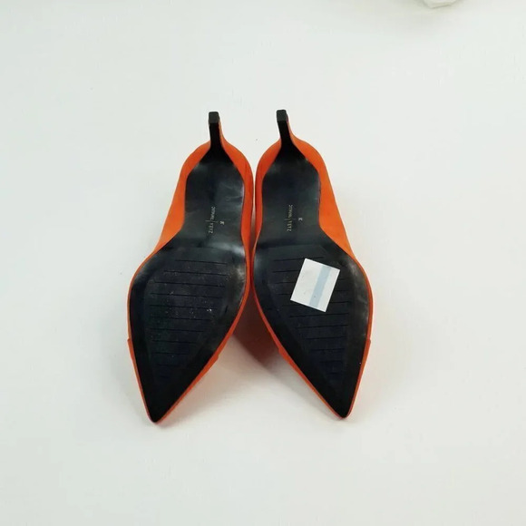 Zara TRF Size 36 (US 6-6.5) Women's Orange Suede Pointed Toe Slip On Heels/Pumps - Picture 12 of 12